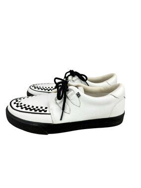 ✅Men 6/W5 T.U.K. A9179 White Leather D-Ring VLK Creeper Sneakers Punk Goth Skull